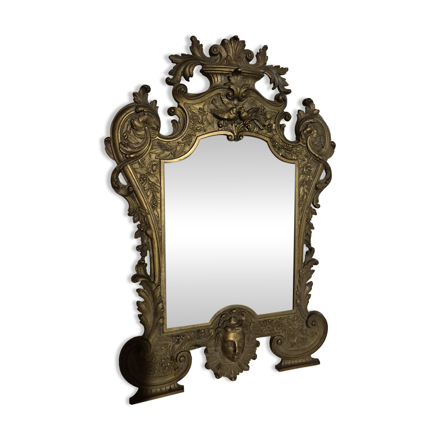 ANTIQUE PSYCHE TABLE MIRROR BRONZE BEVELLED MERCURY MIRROR 19TH CENTURY
