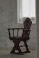 Scandinavian armchair in solid oak with cushion, folk art, early 19th century.