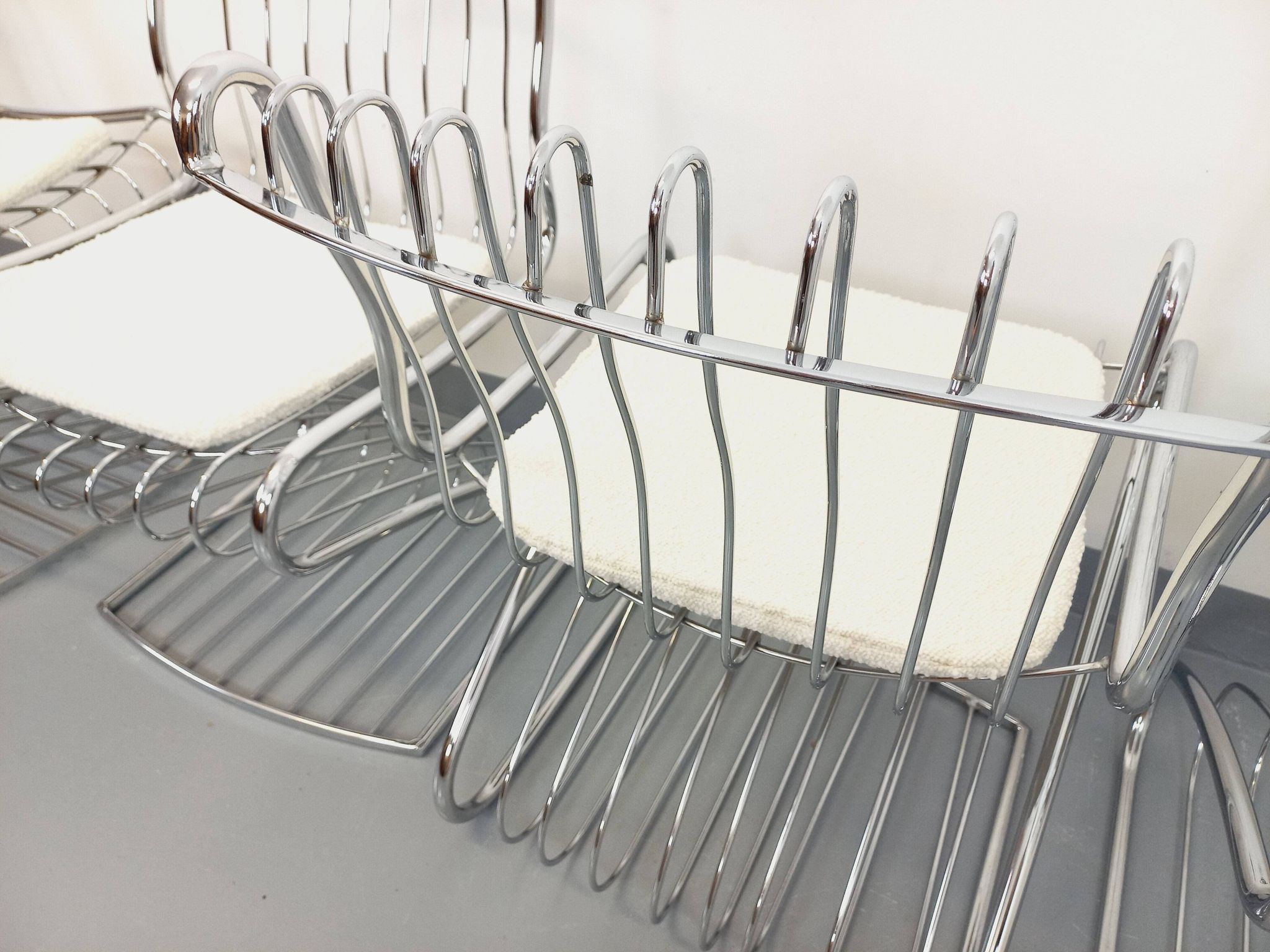 Set of 4 vintage Italian chairs by Gastone Rinaldi in chrome metal.