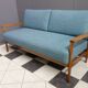 Blue fabric daybed wood frame 1960s
