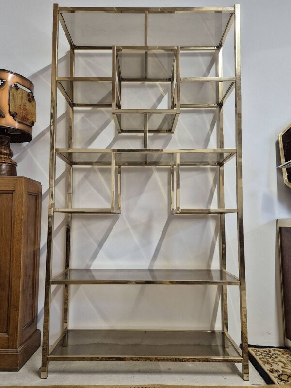 Étagère design dorée année 1970 vintage