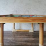 Folding tray parrots and flowers fiber and rattan