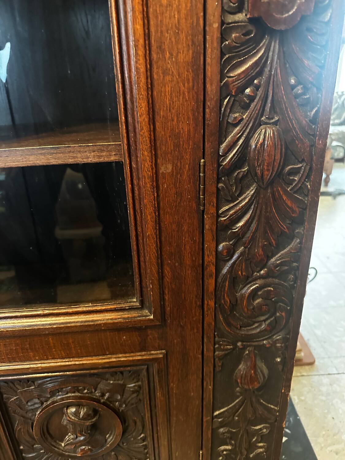 Large Renaissance Style Library Solid Oak 19th Century
