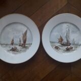 2 assiettes vintage signées avec un décor de mer