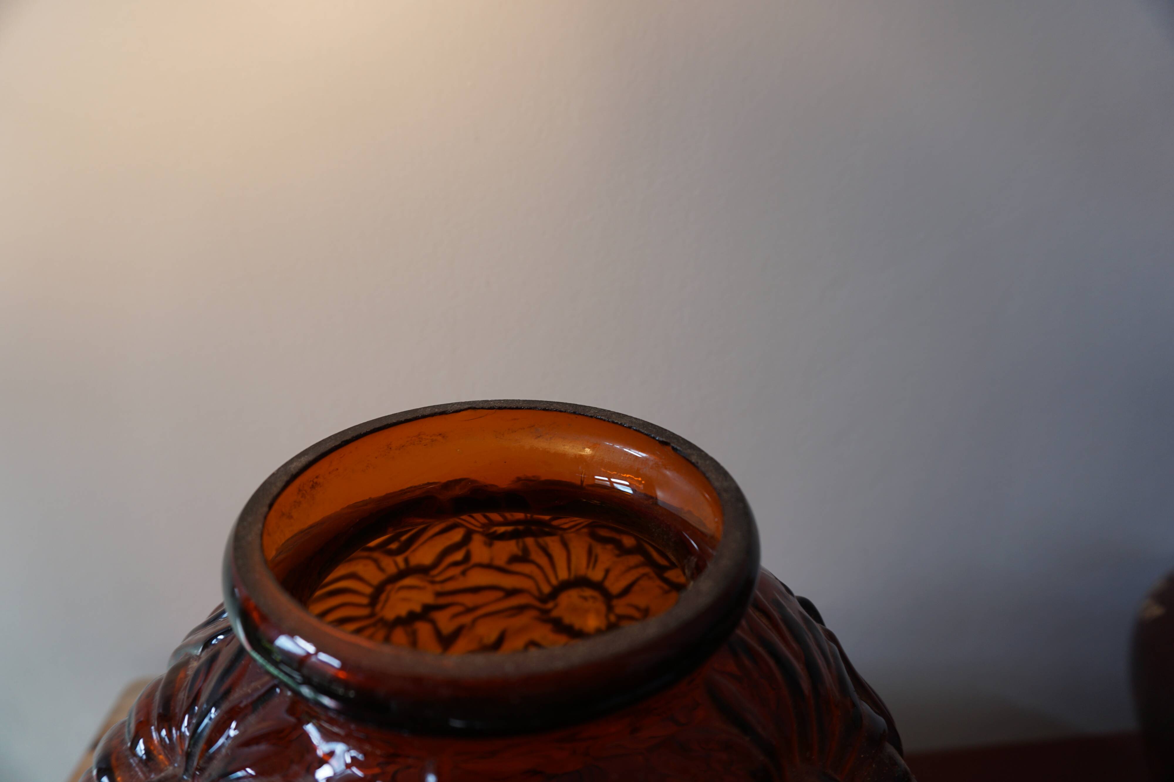 Art Deco pressed glass ball vase