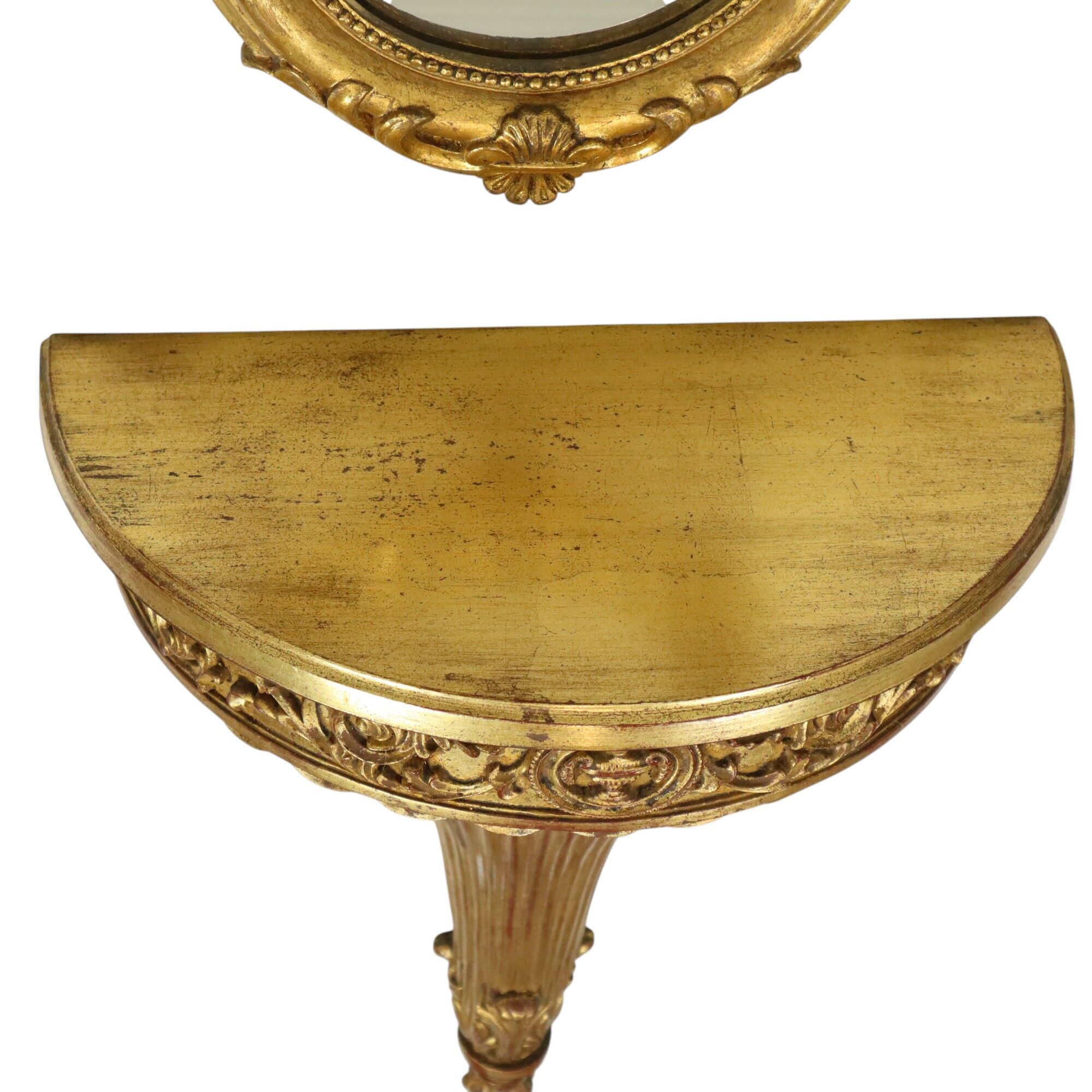 Gilded Baroque Style Mirror With Console Acanthus France