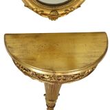 Gilded Baroque Style Mirror With Console Acanthus France