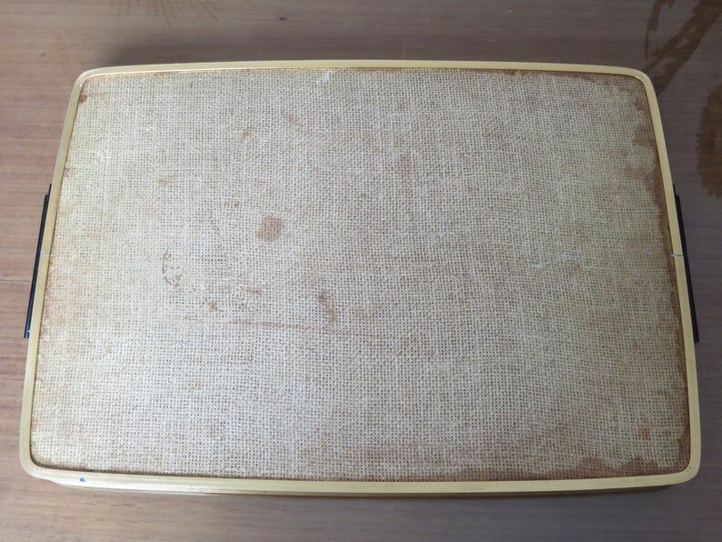 Floral formica and gold metal tray 50 60s