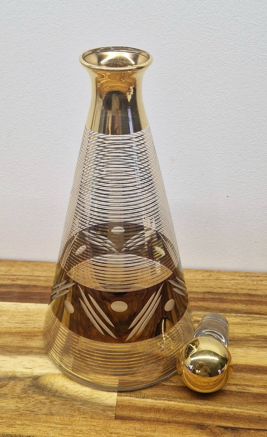 Art Deco style glass carafe with gold decoration