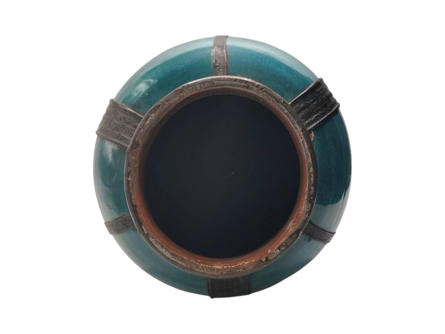 Vintage Early 20th Century Middle Eastern Ceramic Vase - Turquoise Glaze