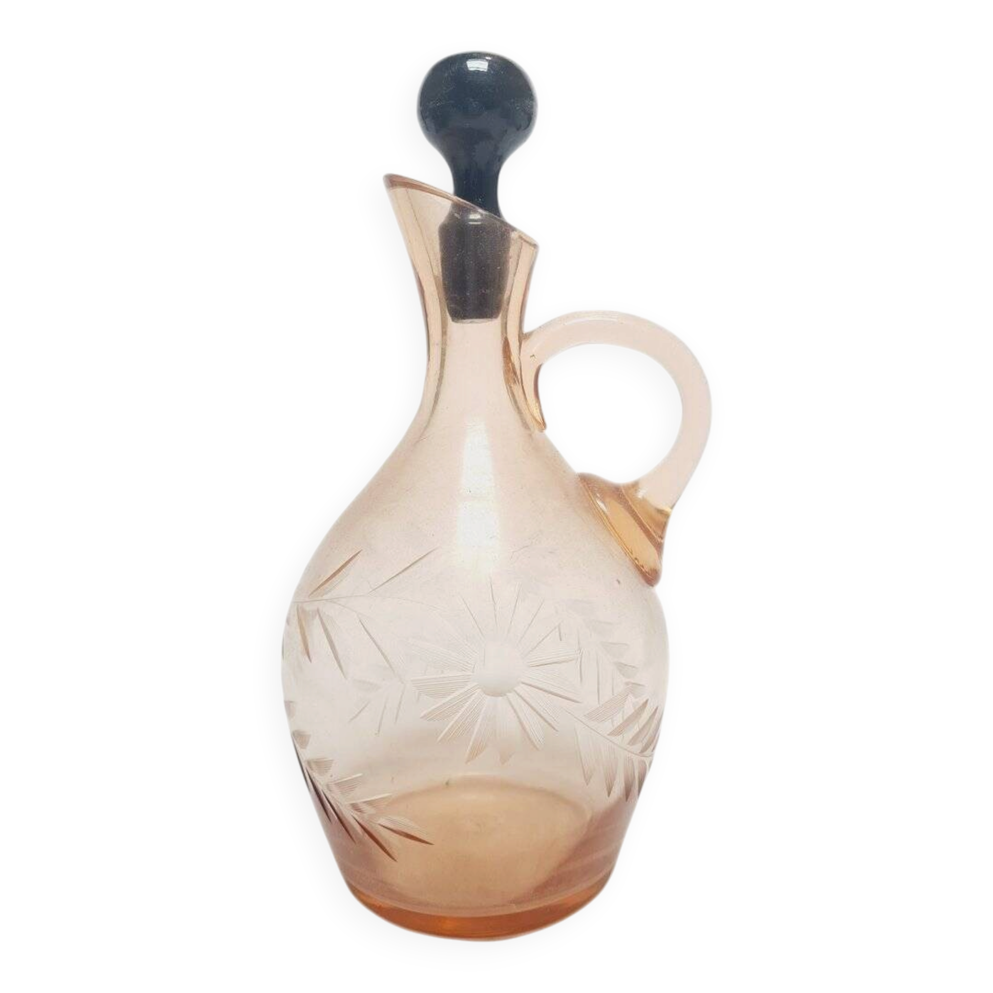 Art Deco carafe from Hortensja Glassworks, Poland, 1930s