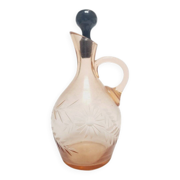 Art Deco carafe from Hortensja Glassworks, Poland, 1930s