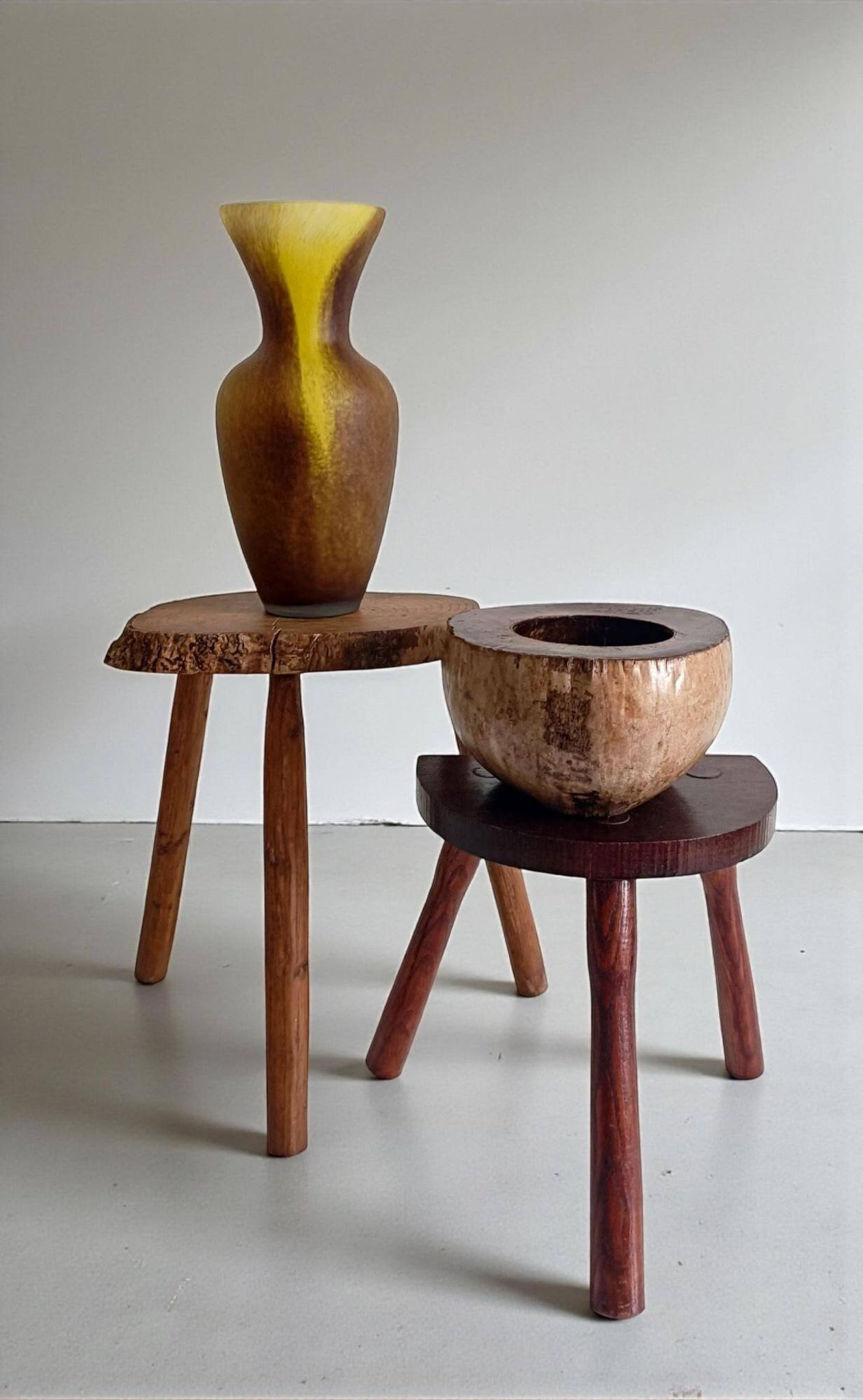 Centre de table Wabi Sabi moderne organique Coco de Mer, sculpté à la main, 19e siècle.