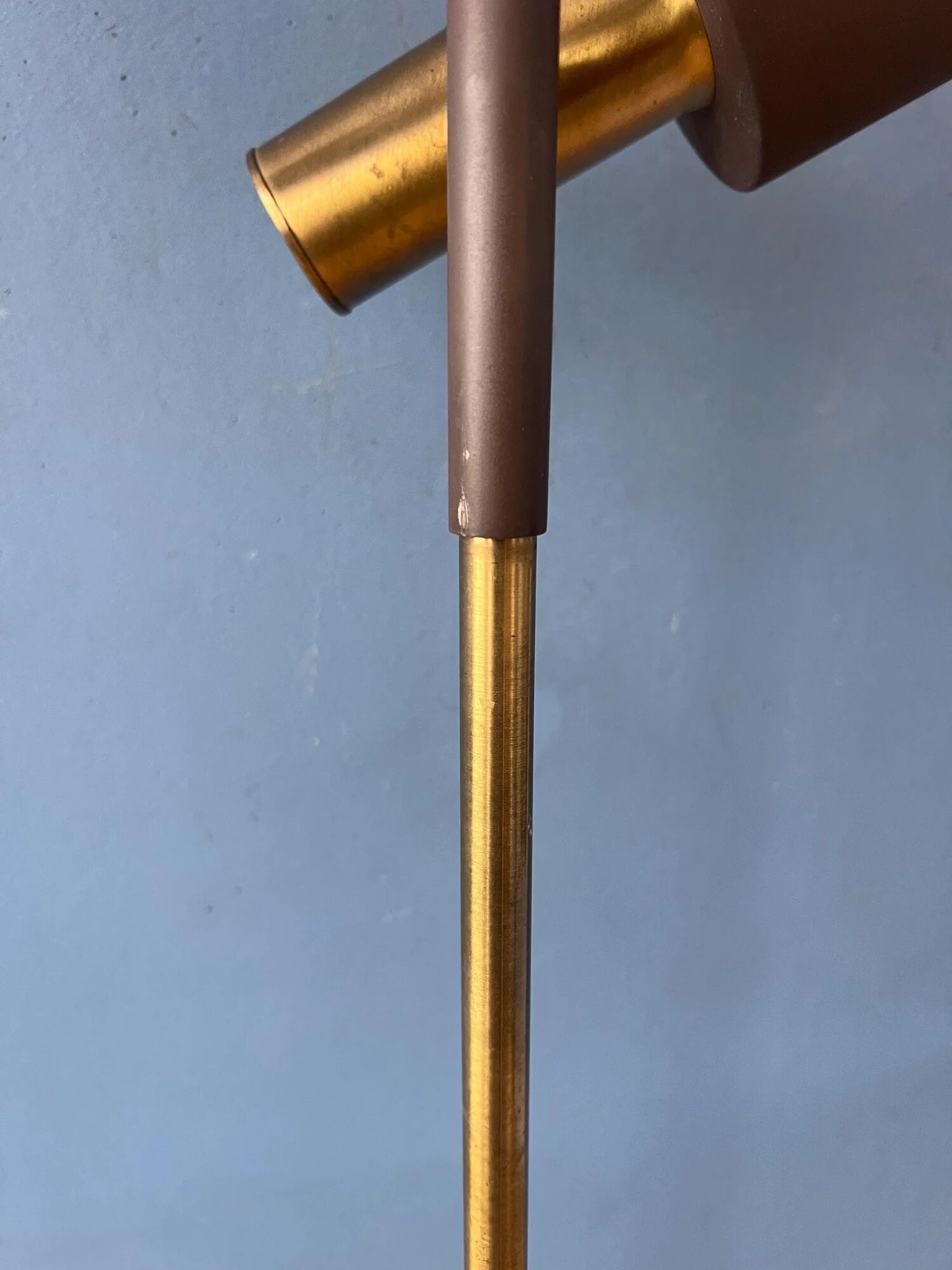 Vintage Dijkstra Space Age floor lamp, brown and chrome floor light