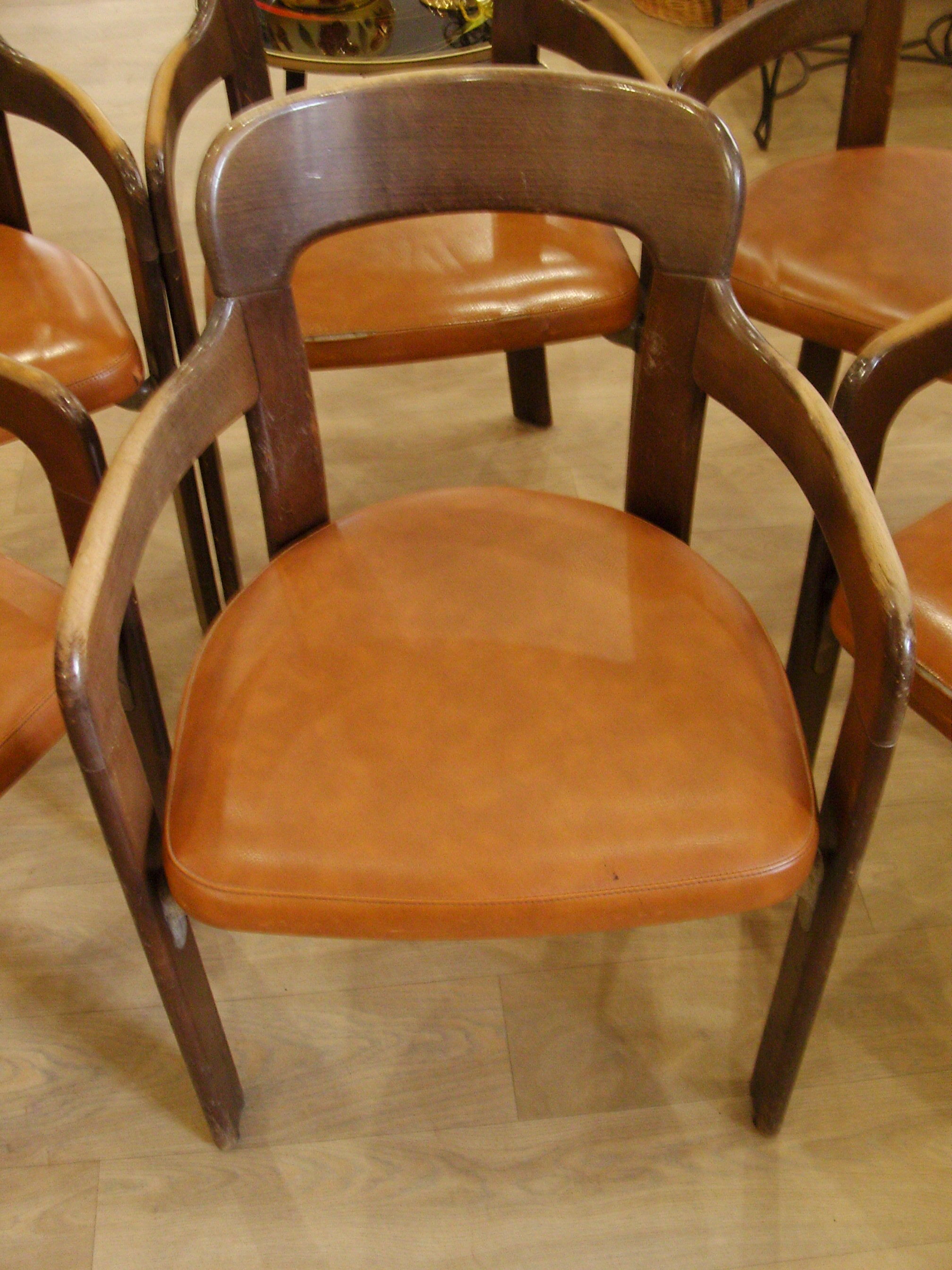 6 chairs design Bruno Rey, published by Dietiker and manufactured by the workshop "Stuhl aus Stein am Rhein