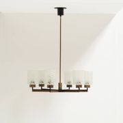 Vintage Philips 6-Light Chandelier in Brass, Teak & Black Metal