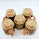 5 beige and fawn stoneware mugs - brown geometric decor - made in England - vintage 70s