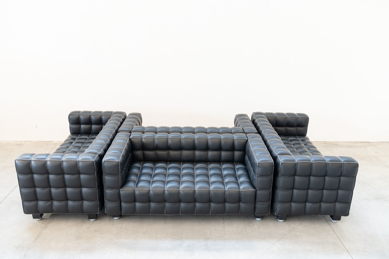 Kubus Sofas, Two Places by Josef Hoffmann for Wittmann, 1980s, Set of 4