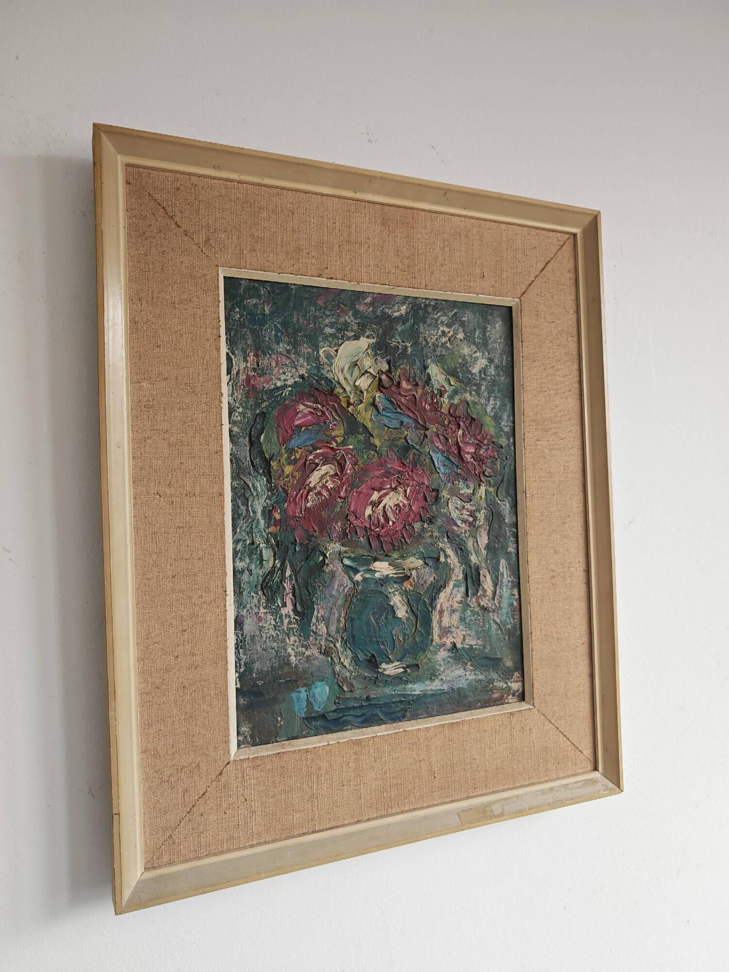 Modernist oil painting on canvas "Flowers" by Branislava Modelska-Jovanovic