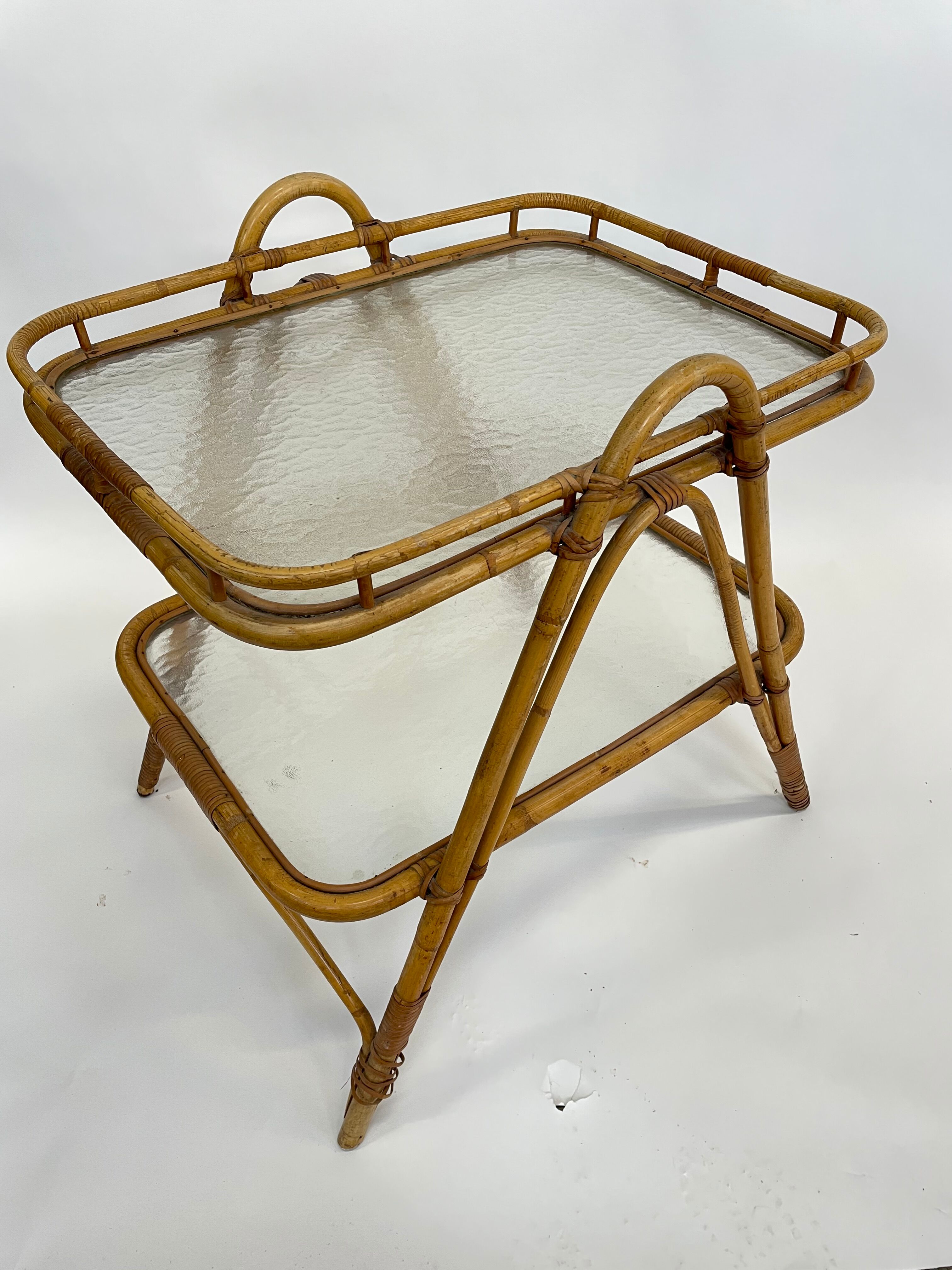 Vintage rattan table side table bamboo rattan 60's