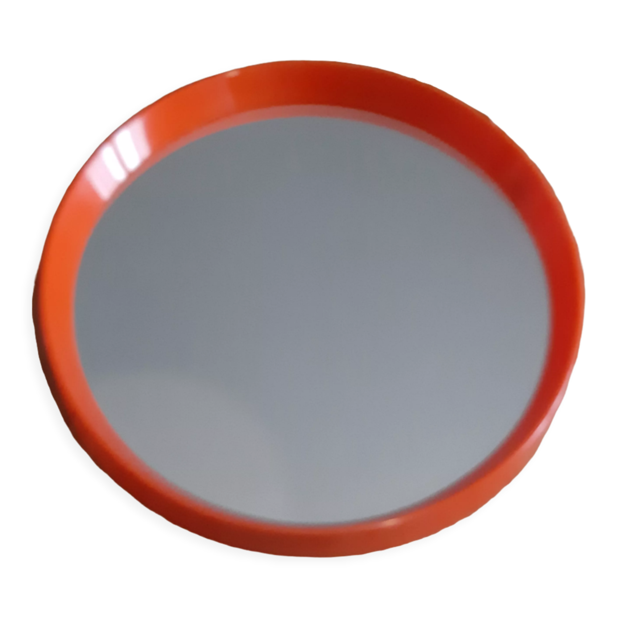 Vintage mirror round plastic orange