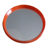 Vintage mirror round plastic orange