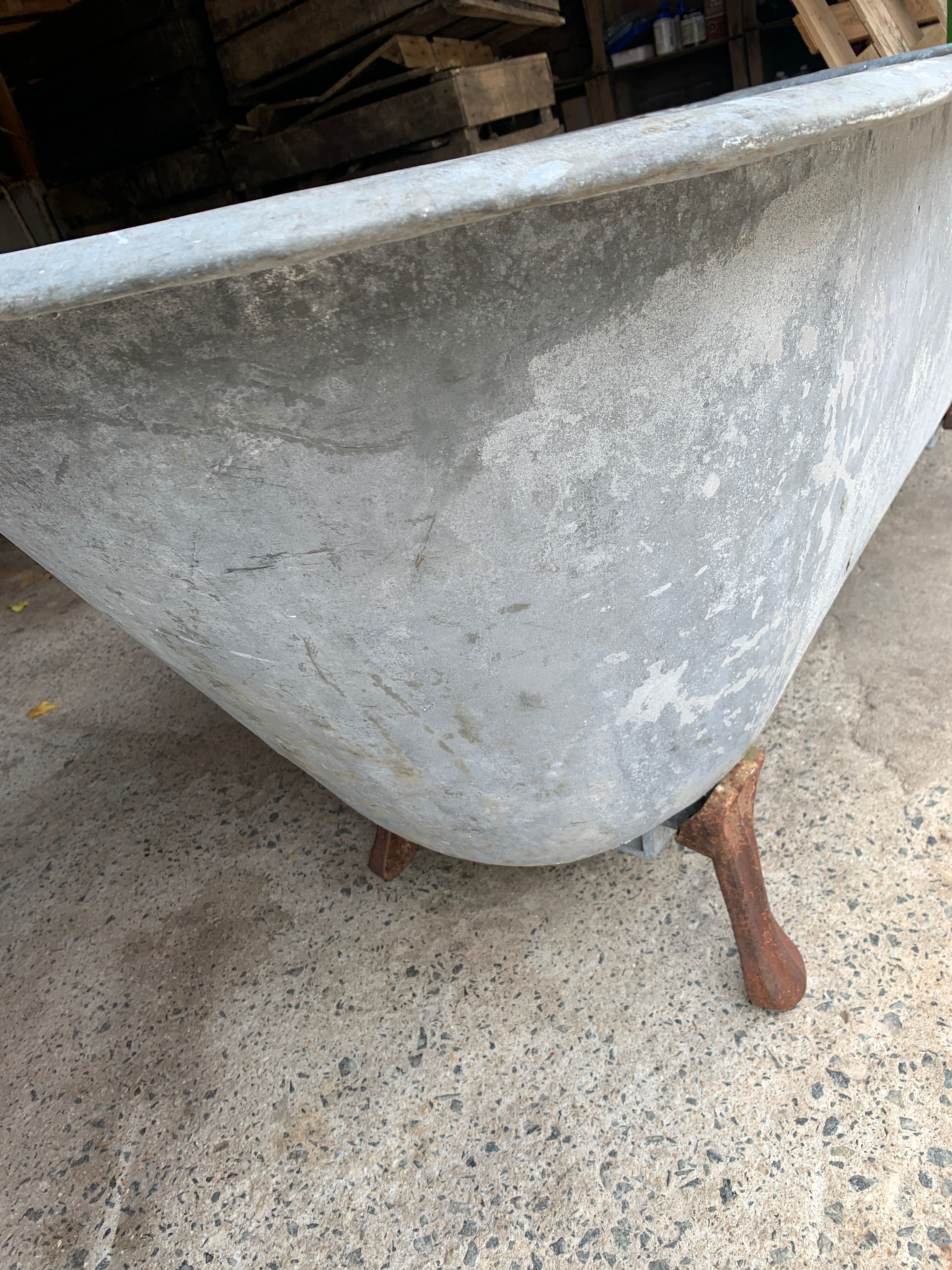Ancient zinc bathtub