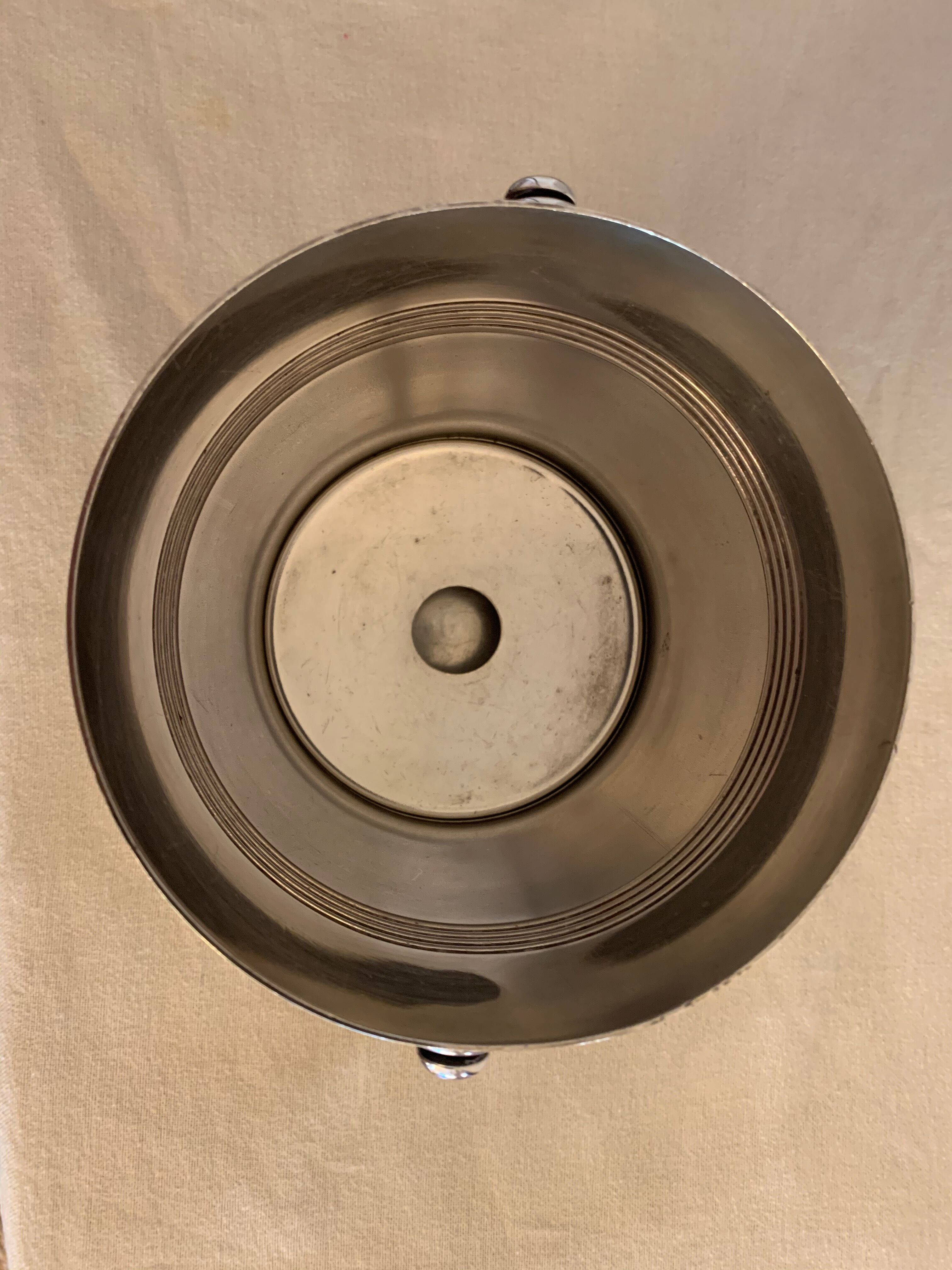 Pair of luc Lanel Christofle Gallia silver metal ice buckets 1940