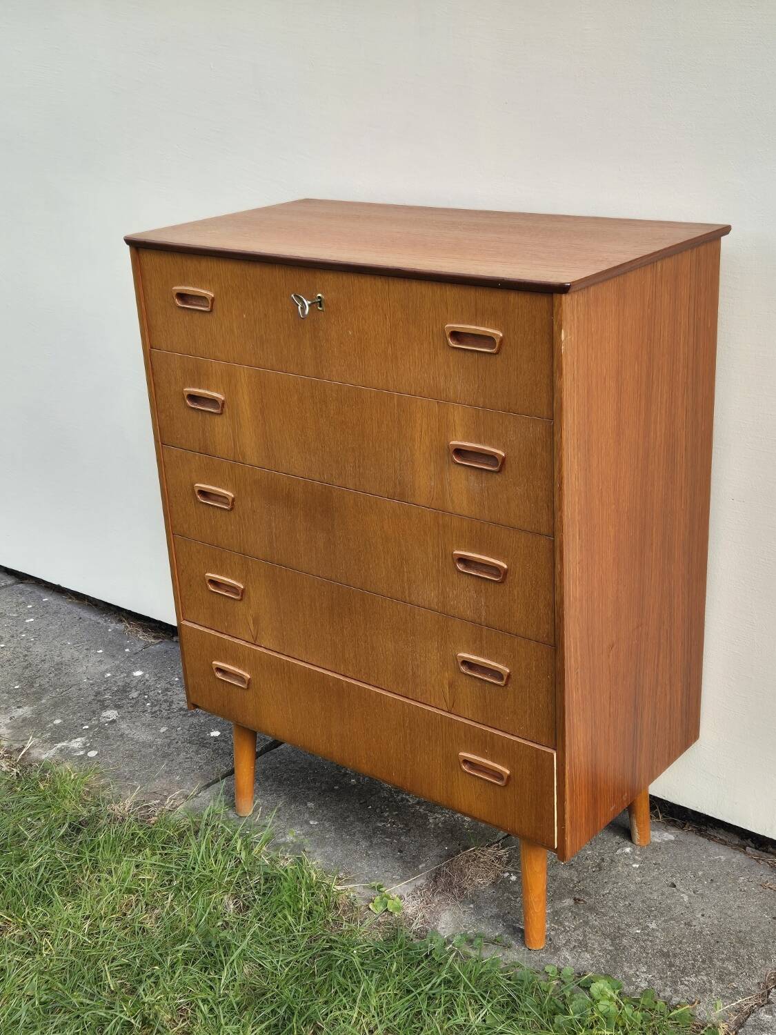 Scandinavian teak chest of drawers, 5 drawers, 1960s