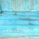Blue wooden showcase