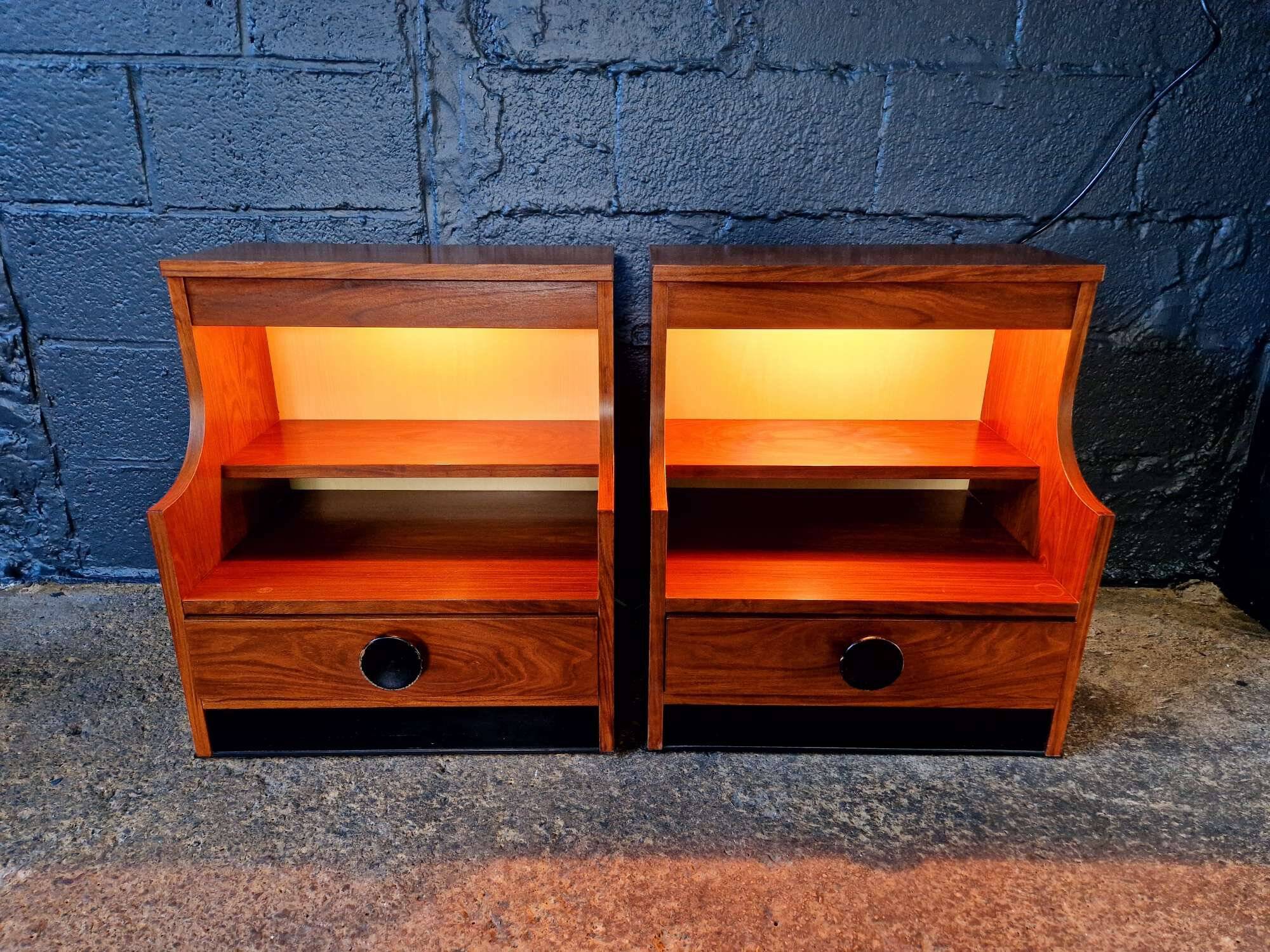 Pair of rosewood bedside tables, 1960s-70s