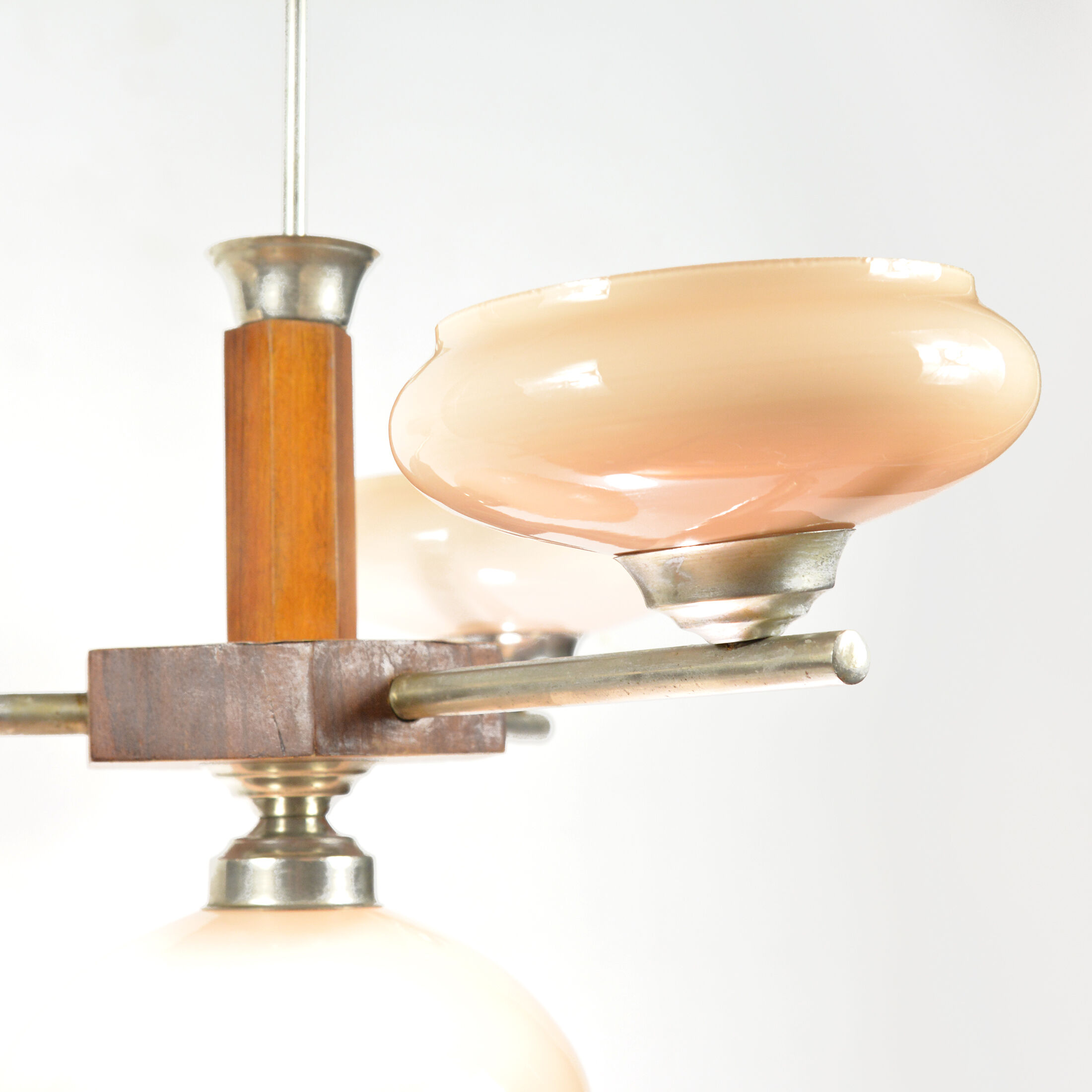 1950s art deco chandelier, Spółdzielnia Pracy Metal Kraków, Poland