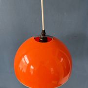 Suspension Space Age en verre acrylique orange et blanc