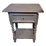 Table de chevet en bois massif peint en gris Gustavien, 1900, restaurée