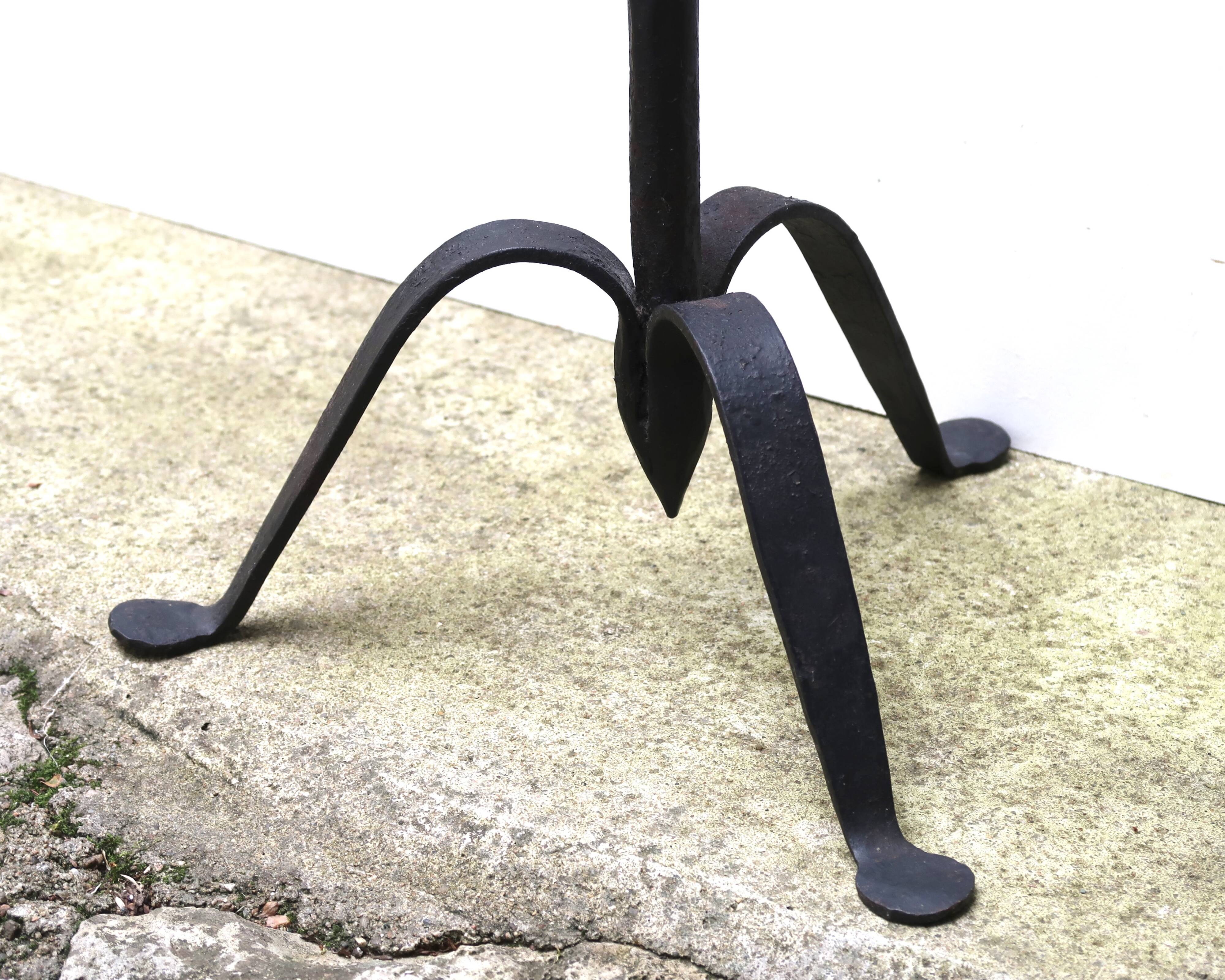 Large 7-arm wrought iron tripod candle holder, 1950s