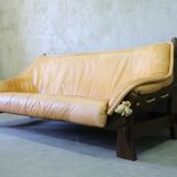 Mid-Century Leather Living Room Set in The Brazilian Style of Jean Gillon, 1970s, Set of 3.