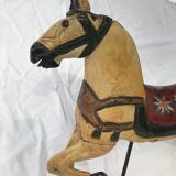 Wooden horse with period ironwork support