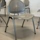 Vintage Sokoa stackable chairs, brutalist perforated metal chairs.
