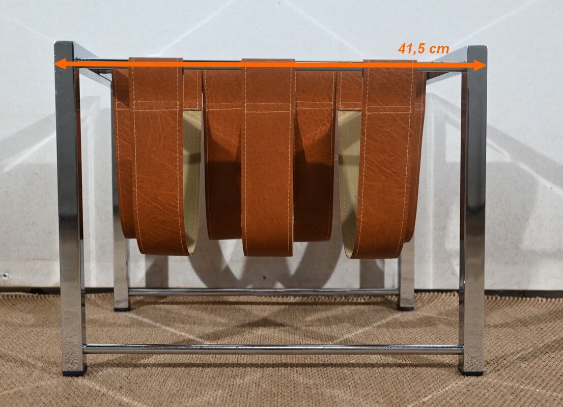 Leather and Chrome Magazine Holders "Novatrend" - XXth