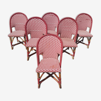 Lot de chaises bistrot français parisienne cannées rotin & scoubidou