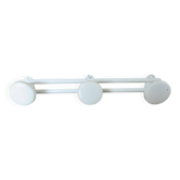 White lacquered metal wall coat rack, 3 hooks, 70s-80s