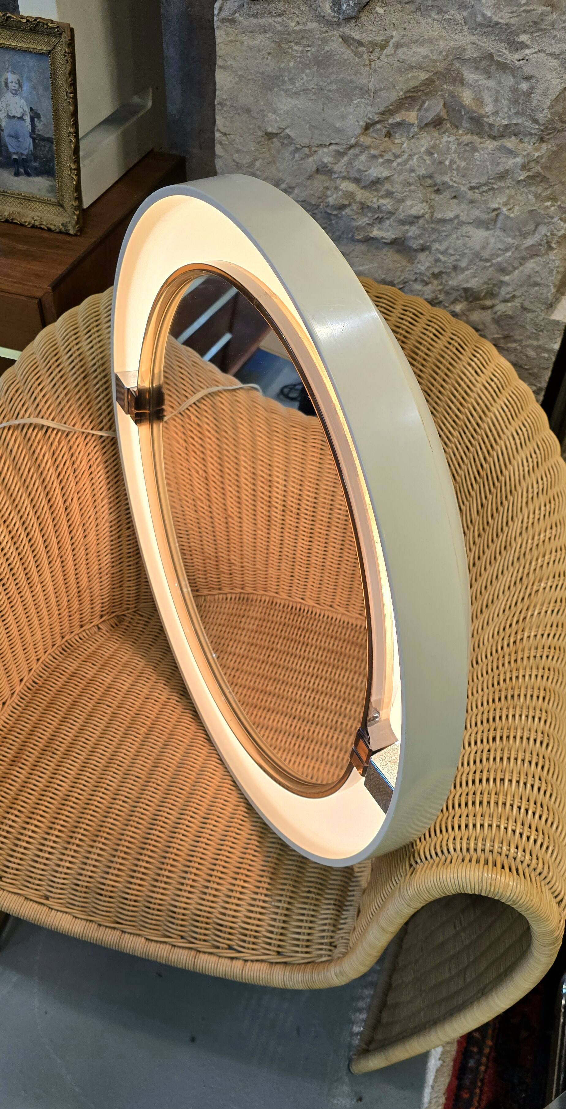 Vintage bathroom mirror allibert a41 backlit space age 1970