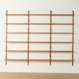 Classic wall shelf by Poul Cadovius for Cado, 1950s, teak veneer, 18 shelves, 4 ladders, Denmark