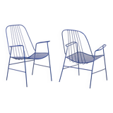 Pair of openwork iron armchairs, 1960s