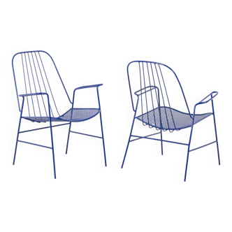 Pair of openwork iron armchairs, 1960s