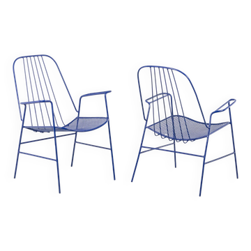 Pair of openwork iron armchairs, 1960s