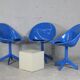 3 chairs "space Age", resin and steel, France, circa 1970.