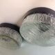 Pair of round ceiling lights in glass ice vintage 60-70s