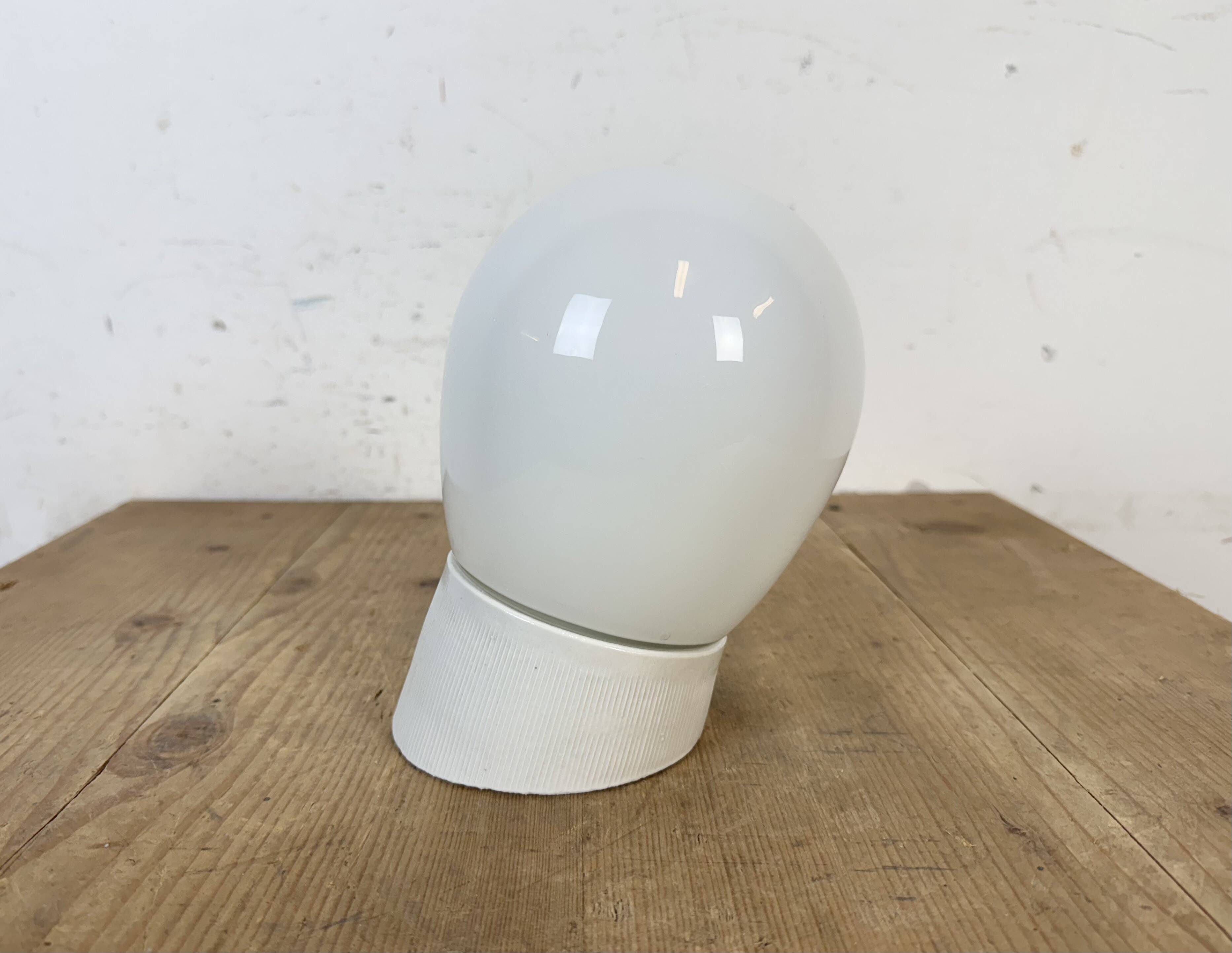 Vintage White Porcelain Wall Light, 1970s