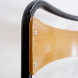 Vintage Set of 7 folding chairs in metal and wood - 1960s